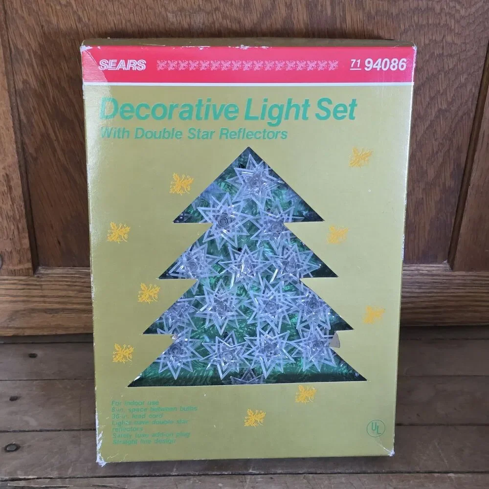 Vintage Sears Christmas Tree Light Set 30 Double Star Reflectors 36